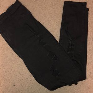 High-Waisted Distressed Pants